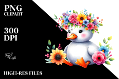 Vibrant Flower Crown Duck | Clipart Product Image 2