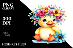 Colorful Flower Crown | Cartoon-Style Watercolor Clipart Product Image 2