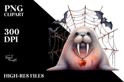 Funny Walrus in Spider Web PNG Product Image 2