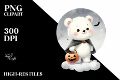 Cute Baby Polar Bear on Cloud, Transparent PNG Product Image 1