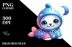Colorful Baby Hooded Seal | Sublimation | Clipart Product Image 1