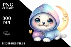 Colorful Baby Hooded Seal | Sublimation | Clipart Product Image 1