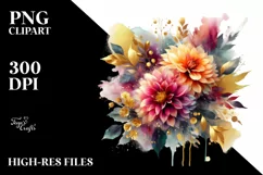 Abstract Vibrant Bouquet Gold Foil Clipart Product Image 3