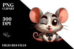 Cute Cartoon Mouse with Bow Tie, Transparent PNG Product Image 2