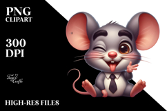 Cute Mouse with Bow Tie PNG Product Image 2