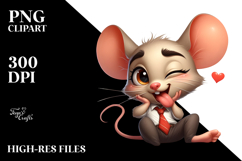 Cute Mouse with Bow Tie PNG Product Image 2