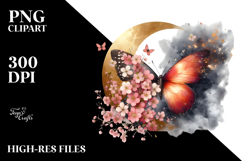 Grungy Butterfly Made of Spring Flowers PNG Product Image 2