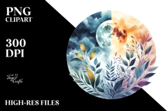 Vibrant Abstract Moon with Foliage Clouds Product Image 2