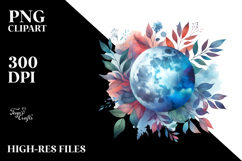 Vibrant Abstract Moon with Foliage Clouds Product Image 2