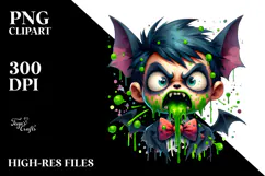 Funny Bat Boy with Green Slime PNG Product Image 2