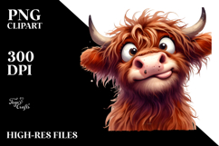 Funny Baby Face Highland Cow, Transparent PNG Product Image 2