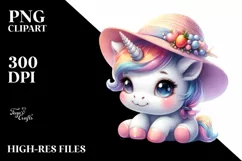 Cute Baby Unicorn With Hat | Sublimation | Clipart Product Image 1