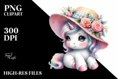 Cute Baby Unicorn With Hat | Sublimation | Clipart Product Image 1