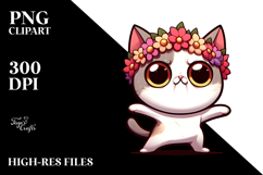 Dancing Kitten with Flower Crown PNG Product Image 2