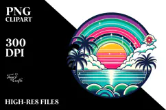 Retro Tropical Rainbow Sunset, 20 oz Tumbler Product Image 2