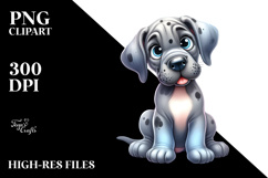 Watercolor Happy Cute Cartoon Great Dane PNG Product Image 2