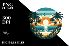 Vintage Beach Sunset Clipart Product Image 2