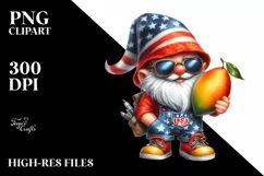 Gnome with Sunglasses and Beach Wear Holding a Mango | Product Image 1