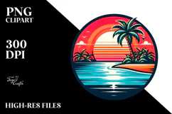 Retro Tropical Island Sunset PNG Product Image 2