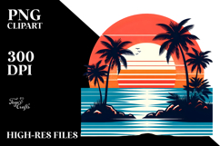 Retro Tropical Island Sunset PNG Product Image 2