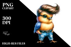 Cute Baby Bird Poses with Cool Haircut PNG Product Image 1