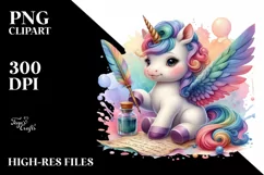 Baby Unicorn Quill Ink PNG Product Image 1