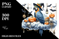 Macaw Dressed for Halloween on Cloud PNG Product Image 2