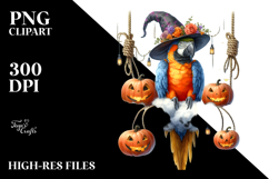 Halloween Macaw on Moon PNG Product Image 2