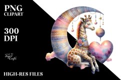 Adorned Giraffe on Moon PNG Product Image 2