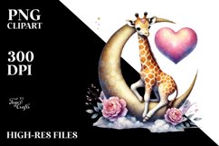 Adorned Giraffe on Moon PNG Product Image 2