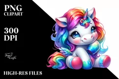 cute Baby Unicorn Playing Funny PNG Product Image 3
