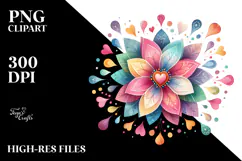 Colorful Boho Flower with Heart Petals PNG Product Image 2