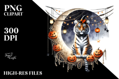 Tiger Dressed for Halloween, Watercolor PNG Product Image 2