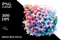 Hyacinth Diamonds Golden Watercolor Splash PNG Product Image 2