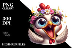 Silly Chicken with Flower Crown PNG Product Image 2