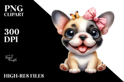 Cute Watercolor French Bulldog PNG Product Image 2