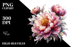 Peonies with Golden Insertions | Clipart Product Image 1