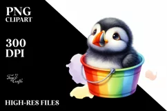Colorful Baby Puffin Colorful Plastic Bucket | Sublimation | Product Image 1