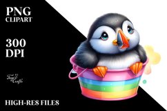 Colorful Baby Puffin Colorful Plastic Bucket | Sublimation | Product Image 1