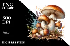 Detailed Glossy Mushroom Watercolor Splash PNG Product Image 3