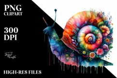 Artistic Vibrant Snail Half Flowers | Clipart Product Image 1