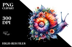 Artistic Vibrant Snail Half Flowers | Clipart Product Image 1