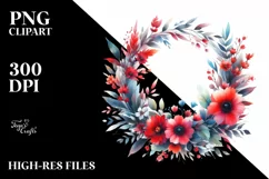 Abstract Vibrant Whreath Red Flowers Clipart Product Image 1