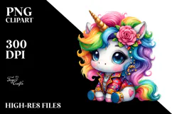 Cute Baby Unicorn in ' Style PNG Product Image 2