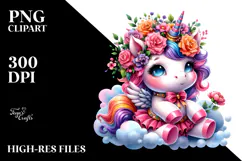 Cute Baby Unicorn in ' Style PNG Product Image 2