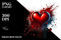 Red Glossy Heart Digital Painting PNG Product Image 2