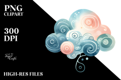 Simple Washed Watercolor Whimsical Cloud | Sublimation | Product Image 2