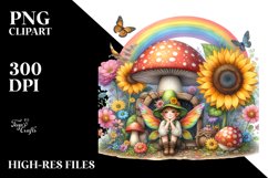 Fairy House Mushroom Sunflower Rainbow | Clipart Product Image 1