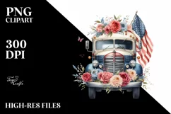 Watercolor Vintage Bus Flower Summer Sticker Product Image 3