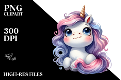 Quirky Baby Face Unicorn, Transparent PNG Product Image 2
